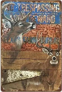 Hunting Sign Vintage Metal Sign Wooden House Wall Decor for Hunter Man Cave Gift Pistola  Metal Decorative 8 * 12 Inch