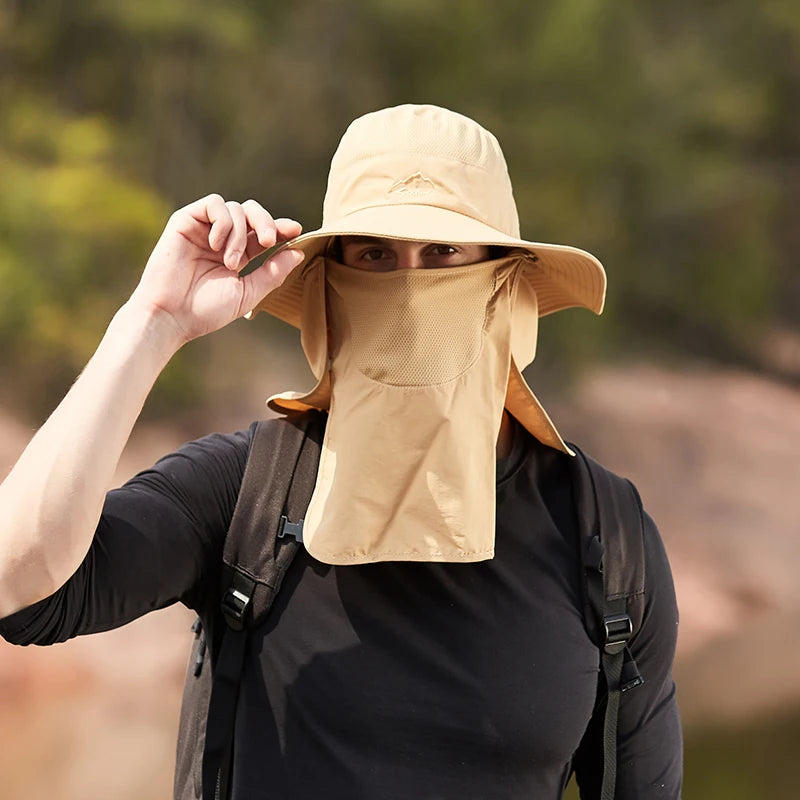 Fisherman's hat, male/womans sun hat, summer outdoor quick drying sun hat, fishing breathable sun hat, female face mask hat