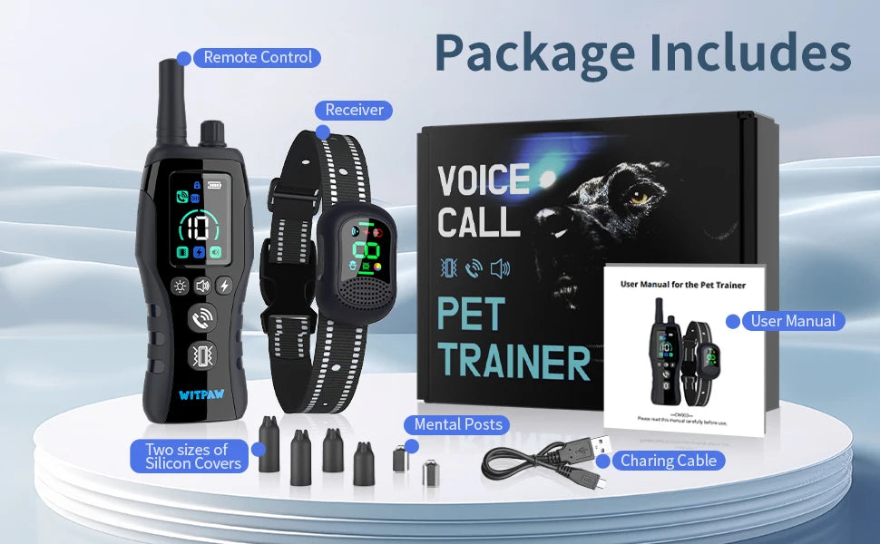 4900ft Dog Training Collar with Remote, 0-10 Safety Gears, IP67 Waterproof Rechargeable e-Collar for Small Medium Large Dogs