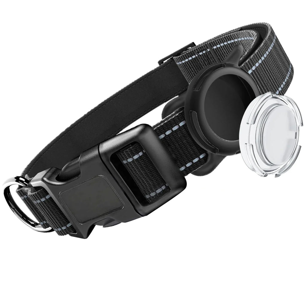 Airtag Dog Collar with Waterproof AirTag Case, Reflective Soft Padded & Safety Air Tag Pet Collar Adjustable for Large Dogs
