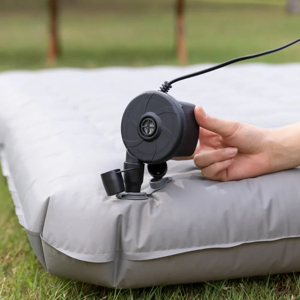 Portable electric air pump with multiple nozzles for quick and easy inflation of air mattresses, pool rafts and inflatable toys