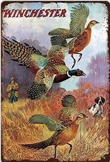 Hunting Sign Vintage Metal Sign Wooden House Wall Decor for Hunter Man Cave Gift Pistola  Metal Decorative 8 * 12 Inch