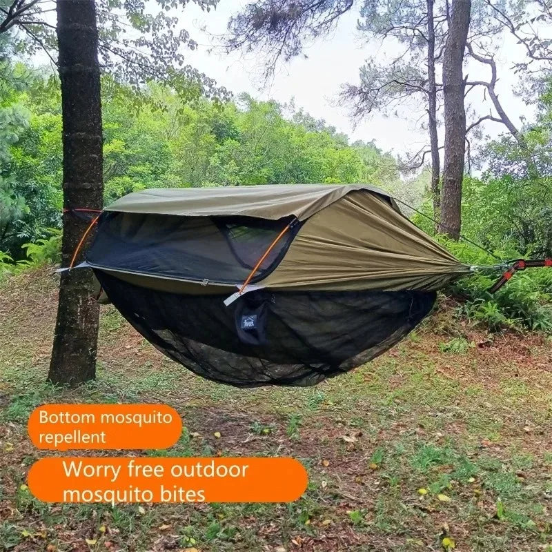 Traveler Hammock with Bottom Mosquito Net Removable Mesh Camping Hammock Quick Setup Anti-Mosquito Net for Outdoor Hiking