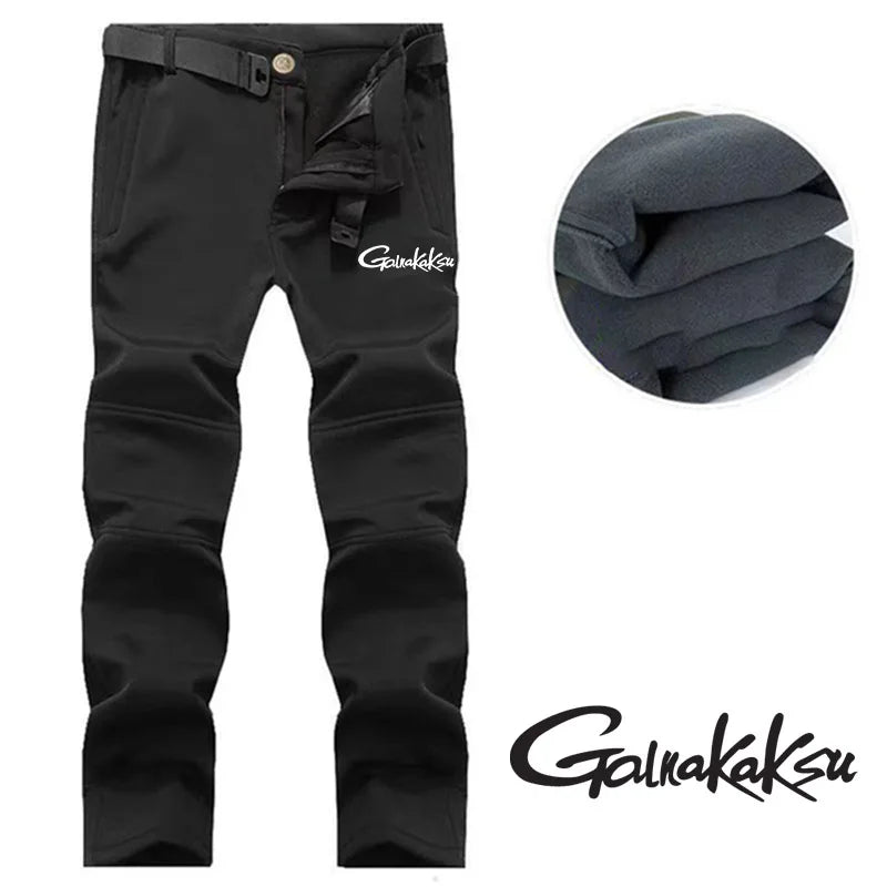 New Fishing Outdoor Jackets Suit Men's Winter Warm Plus Velvet Soft Shell Pants Fishing Ski Mountaineering Clothing Cold Fleece