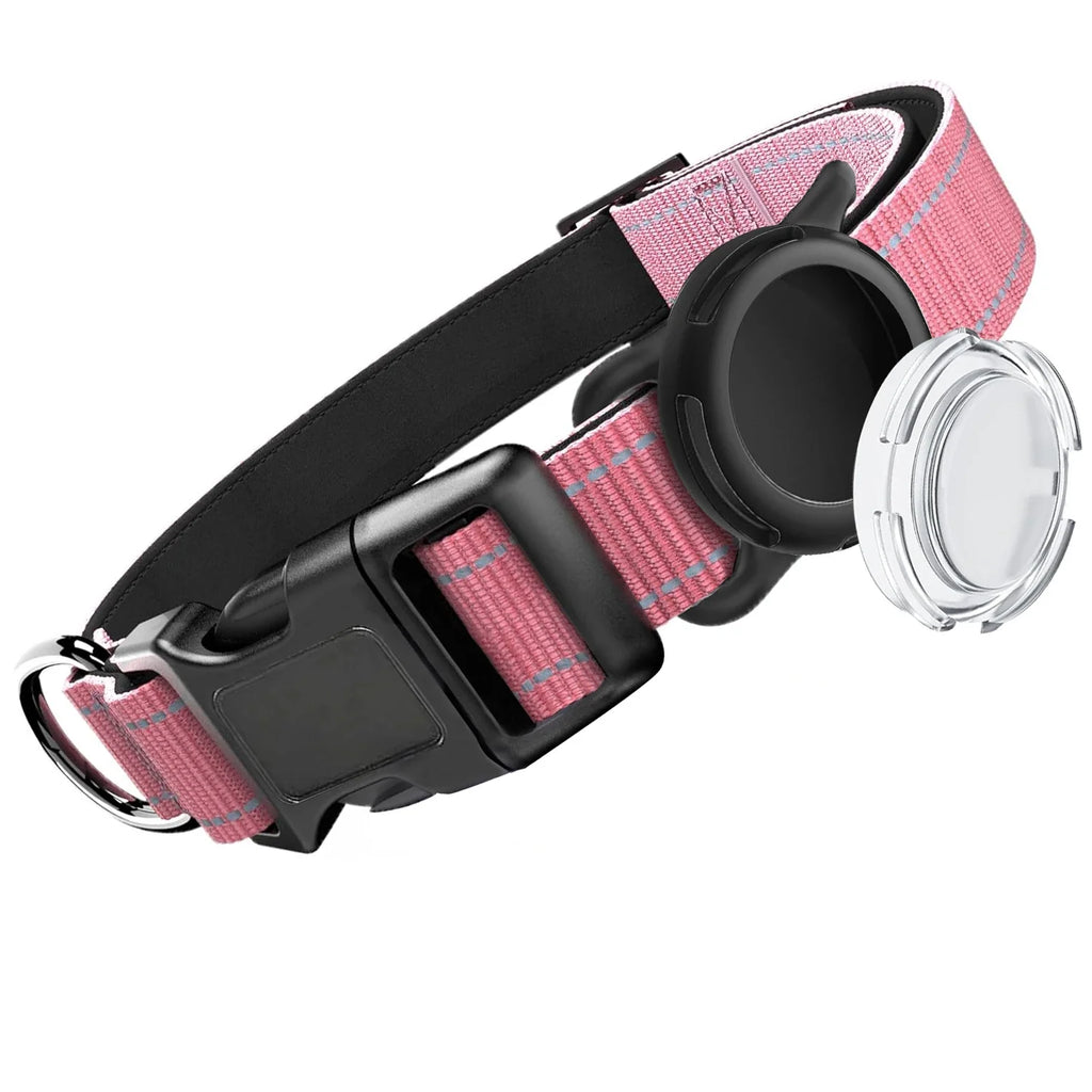 Airtag Dog Collar with Waterproof AirTag Case, Reflective Soft Padded & Safety Air Tag Pet Collar Adjustable for Large Dogs