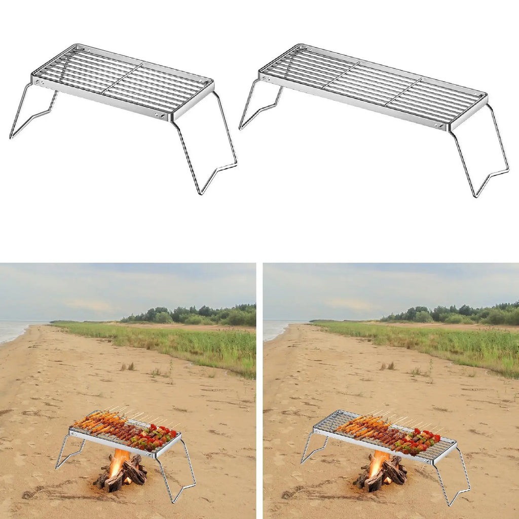 Multipurpose Folding Campfire Grill Rack Space Saving Practical Outdoor BBQ Cooking Grilling Equipment for Camping Travel