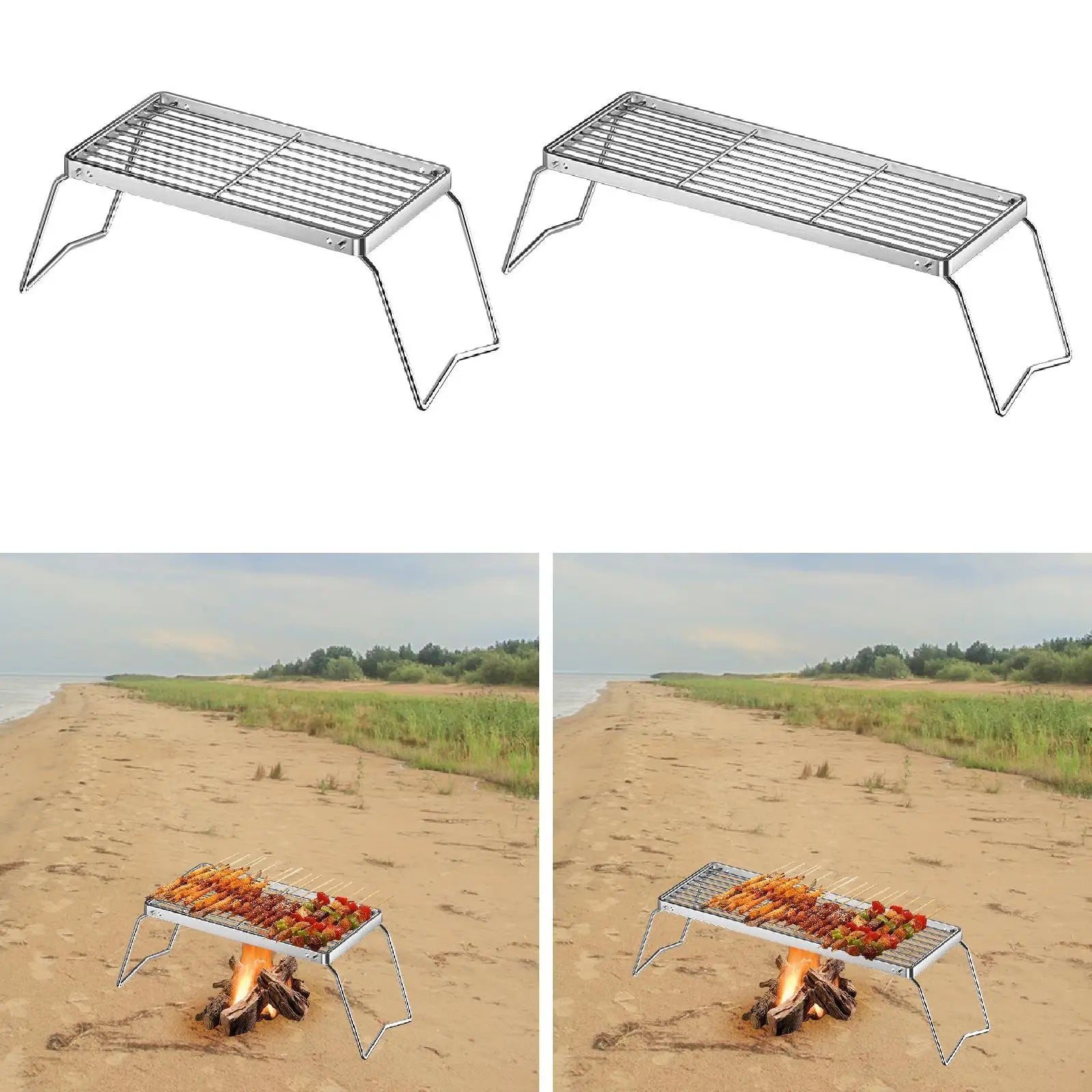 Multipurpose Folding Campfire Grill Rack Space Saving Practical Outdoor BBQ Cooking Grilling Equipment for Camping Travel