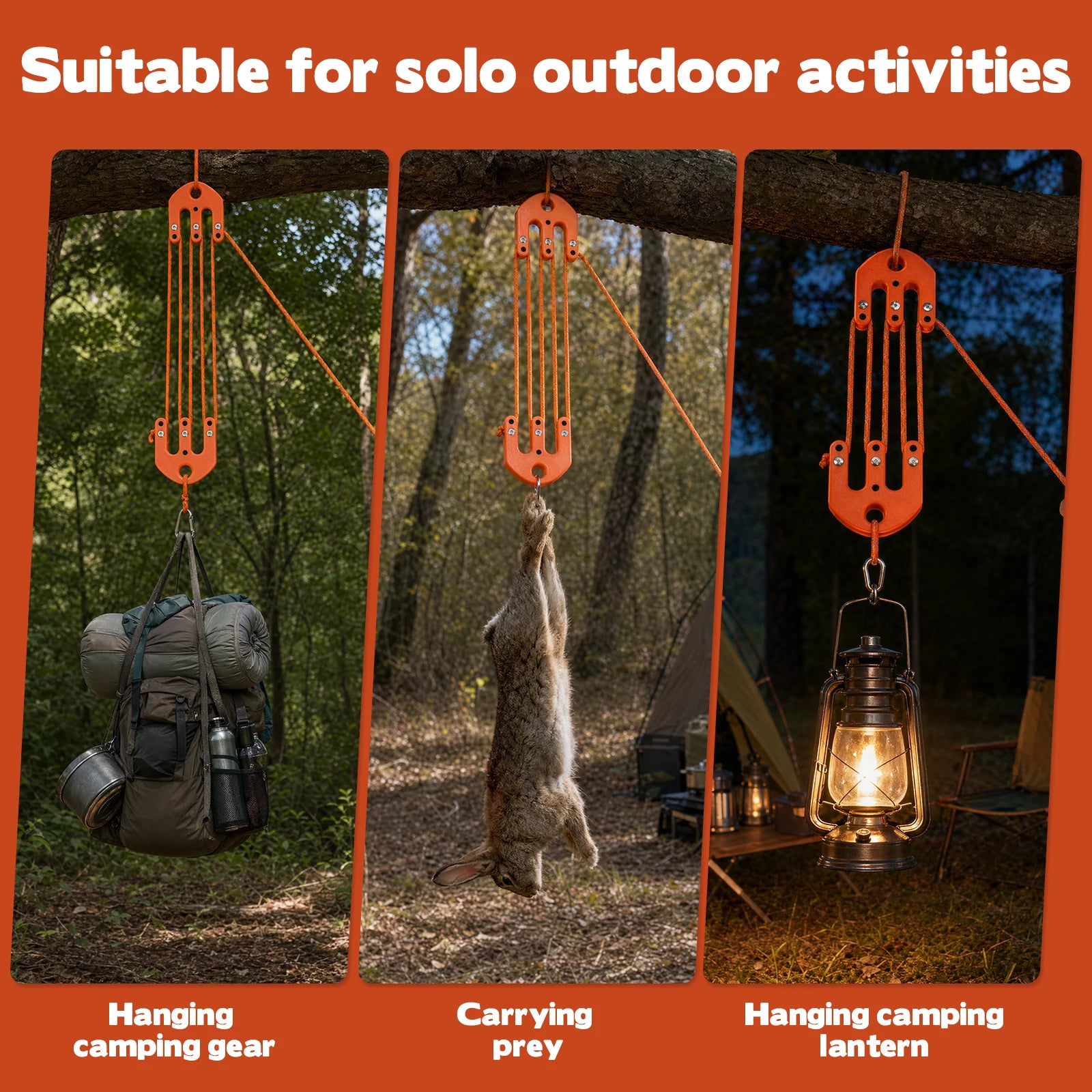 Game Hoist Pulley System Hunting Equipment System Safety Backpack Hanging Lifting Tool Pulley for Hauling Management