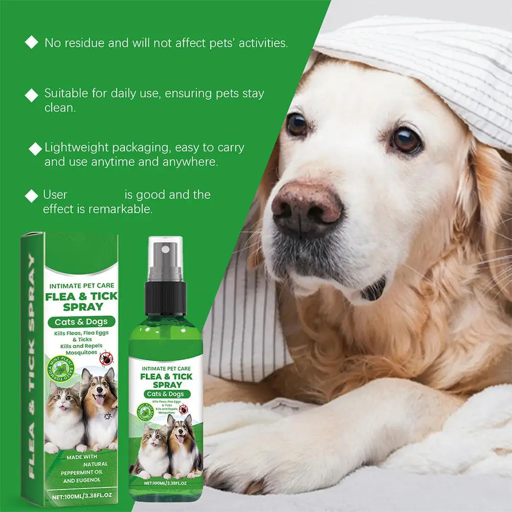 Pet Flea & Tick Spray for Dogs Cats 100ml Flea Killer Itching Relief Insect Repellent Mite Lice Mosquitoes Killer Pet Skin Care