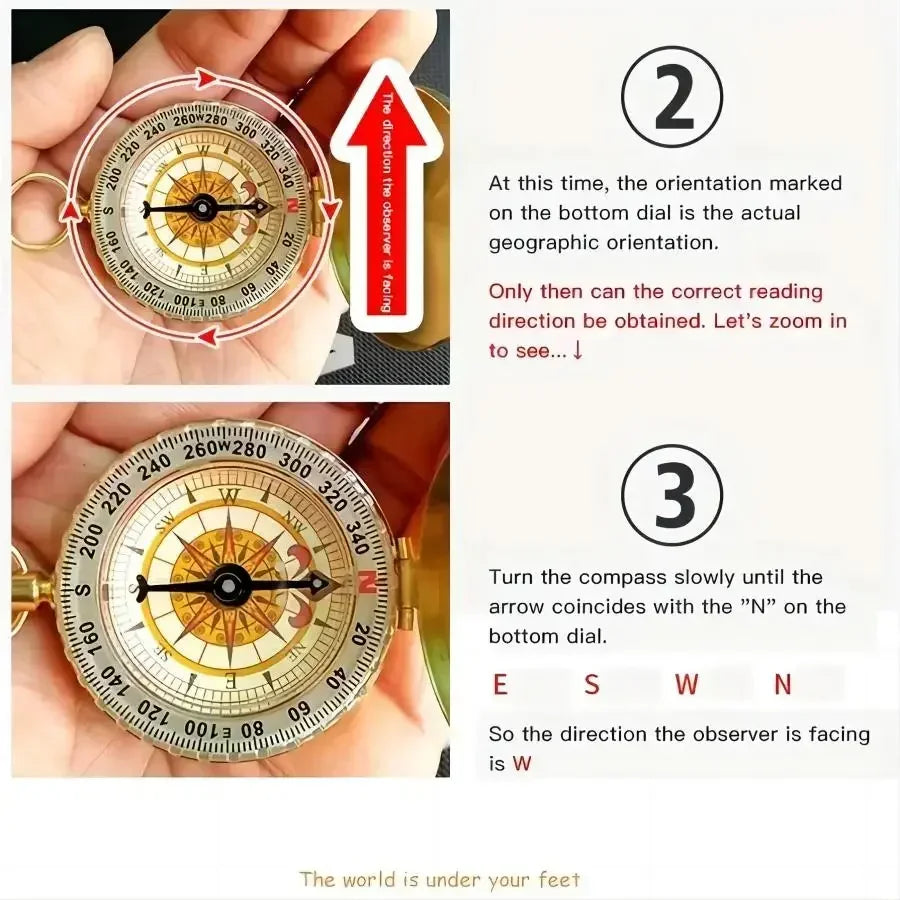 Survival Pocket Compass, Luminous Glow Metal Navigation Tool, Portable Waterproof Outdoor Gear for Hiking, Camping, Hunting