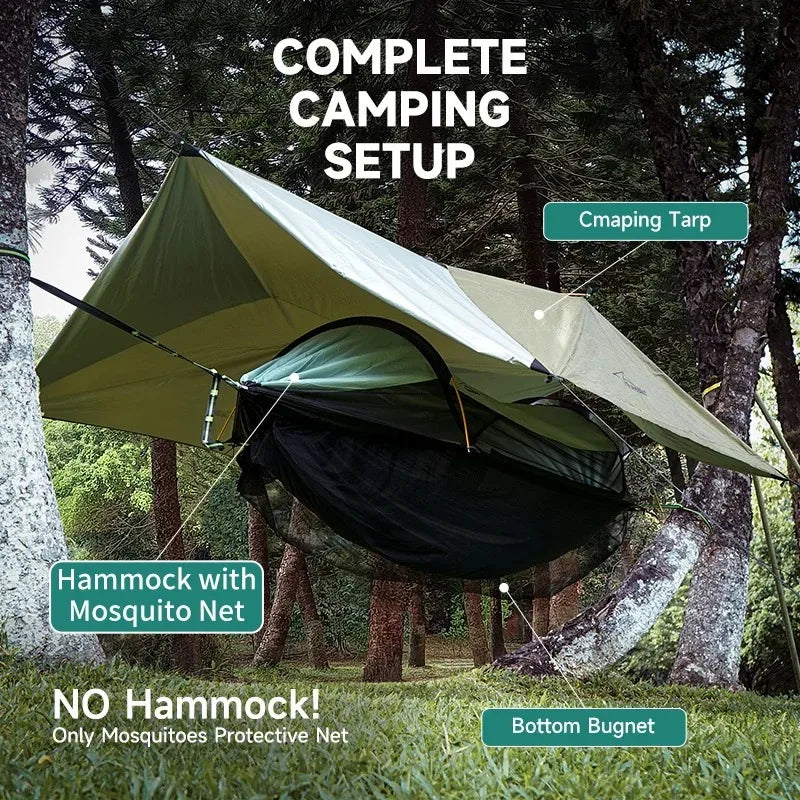 Traveler Hammock with Bottom Mosquito Net Removable Mesh Camping Hammock Quick Setup Anti-Mosquito Net for Outdoor Hiking