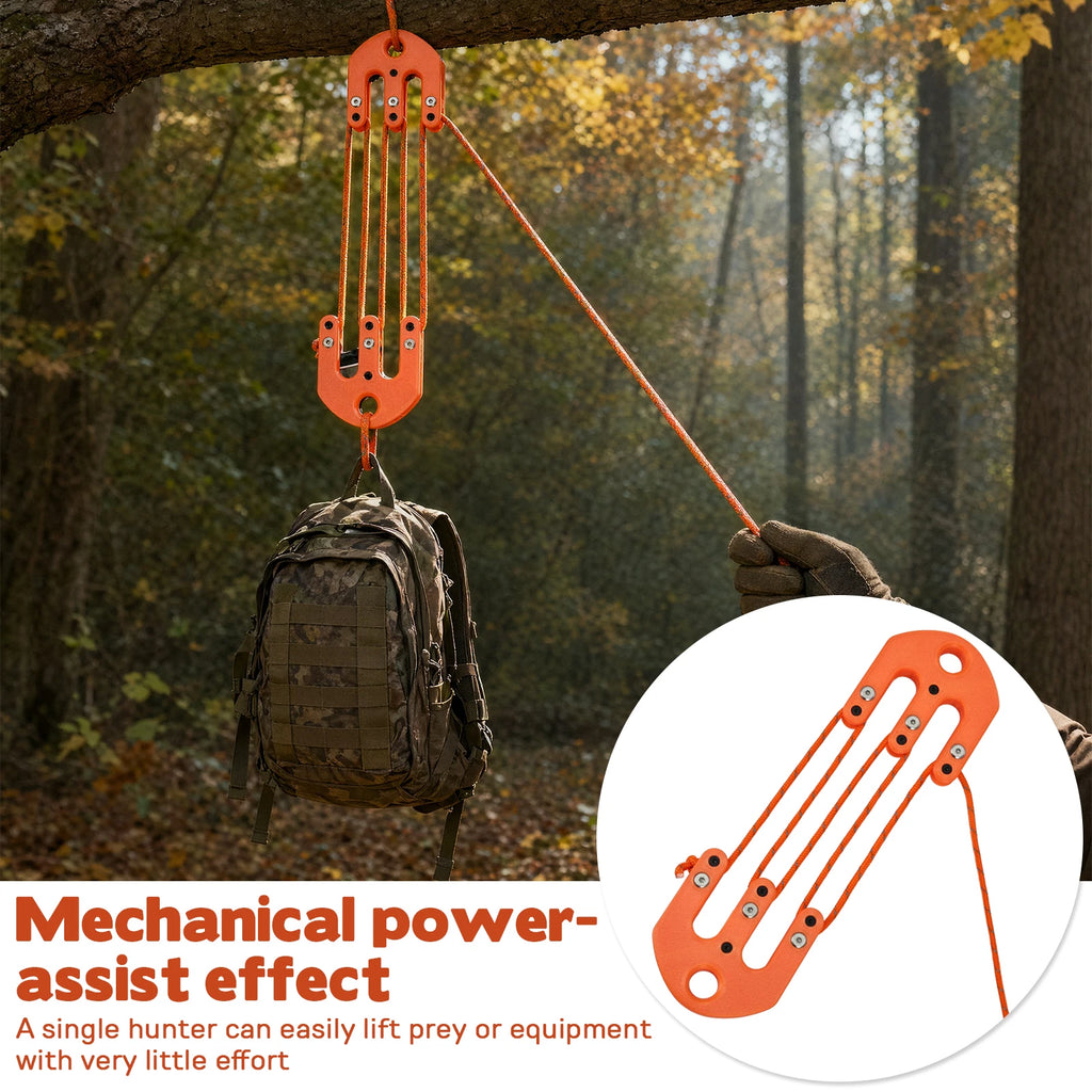 Game Hoist Pulley System Hunting Equipment System Safety Backpack Hanging Lifting Tool Pulley for Hauling Management