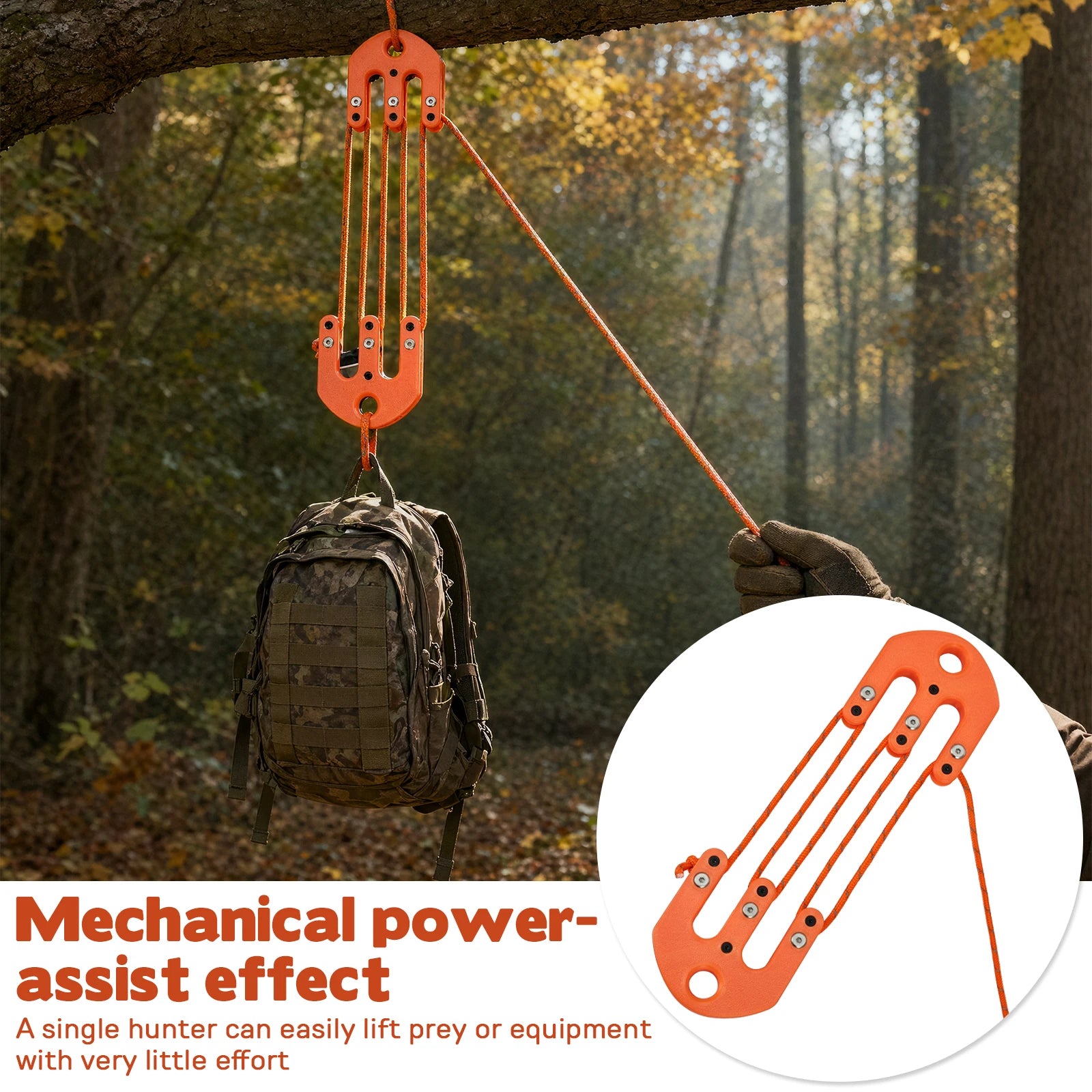 Game Hoist Pulley System Hunting Equipment System Safety Backpack Hanging Lifting Tool Pulley for Hauling Management