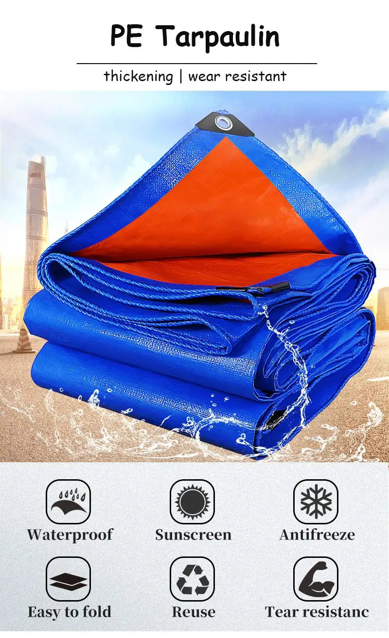 Tarpaulin Awning Durable Tarp Rectangle Sun Shade Patio Sunrays UV Block Waterproof Rain Cover Camping Outdoor Facility Backyard