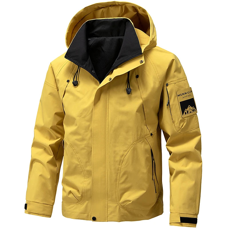 Men's Hiking Jacket Waterproof Hooded Zip Up Jacket Lightweight Spring and Autumn Outerwear Coats Men Camping Trekking Clothes