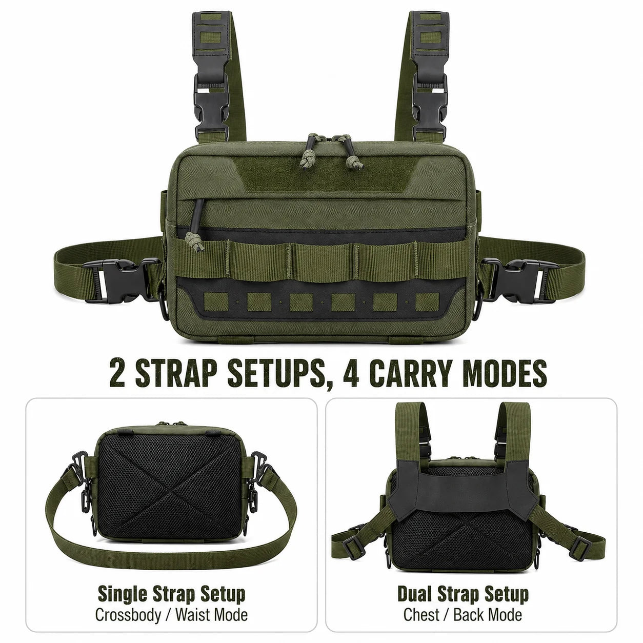 Chest Bag Fishing Waist Bag Fishing Quick Access Lure Fishing Bag Outdoor MOLLE Tackle Bag for Hiking Camping Cycling
