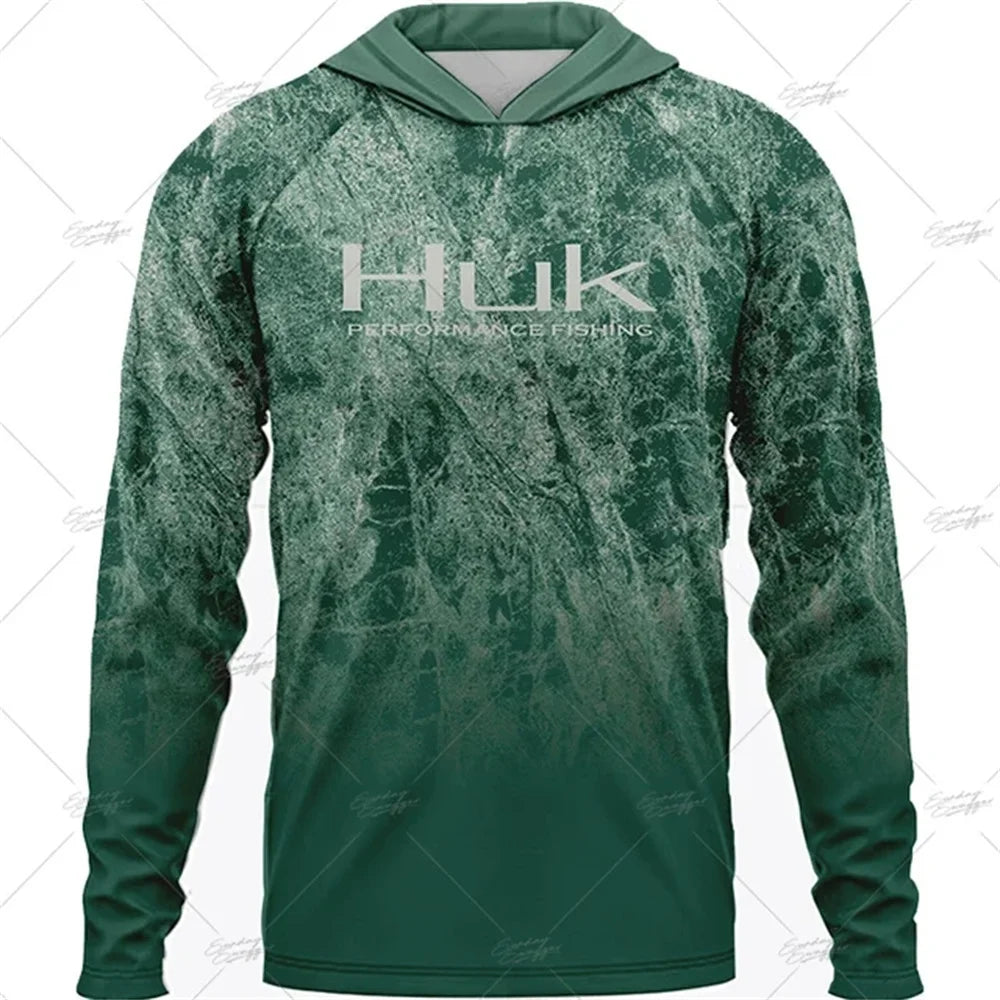 Summer Fishing Shirts HUK Long Sleeve Hooded Fishing Clothing Men's Upf 50+ Jerseys Breathabble Fishing T-shirts Camisa De Pesca
