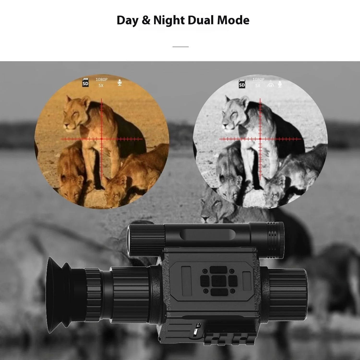 Hunting sight 1.4-inch screen, camera/video, COMS imaging, optical technology 5x magnification, visible up to 400 meters