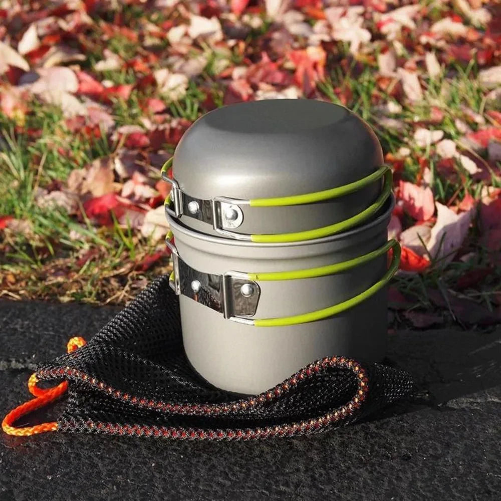 Ultralight Camping Cookware Mess Kit Camping Pot Set Outdoor Cooking Tableware for Hiking Trekking Picnic Fishing Mountaineering