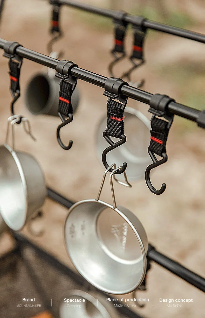 MOUNTAINHIKER Outdoor Folding Camping Hanging Rack Shelf Aluminum Alloy Triangle Storage Hanger BBQ Picnic Cookware Pot Pan