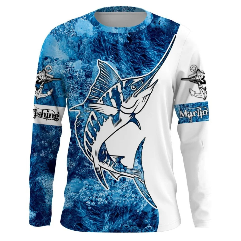 Fishing Shirts Men's T-Shirts Long Sleeve Mens Clothes Autumn Streetwear Crew Neck Pullovers Mens T Shirt Casual Men Clothing