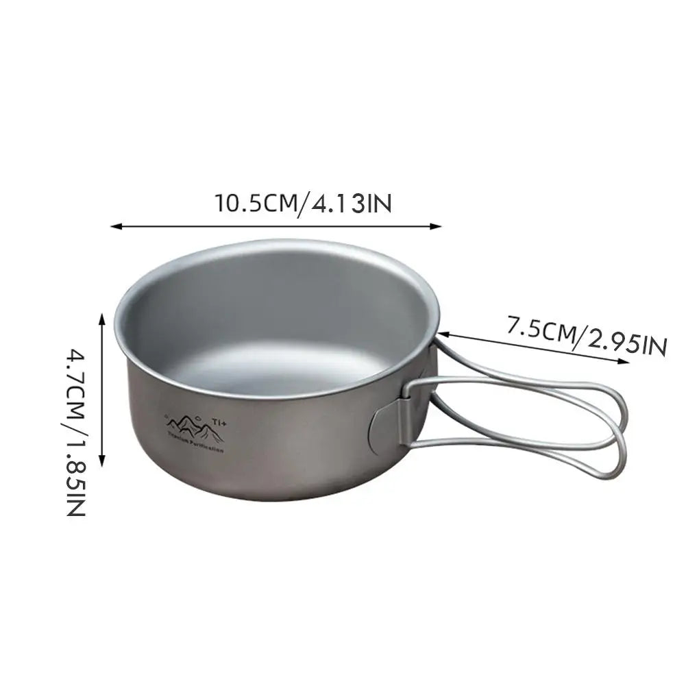 Titanium Camping Cookware Set Ultralight Pot Pan Bowl with Handle for Backpacking Hiking Outdoor Picnic Cooking Utensils