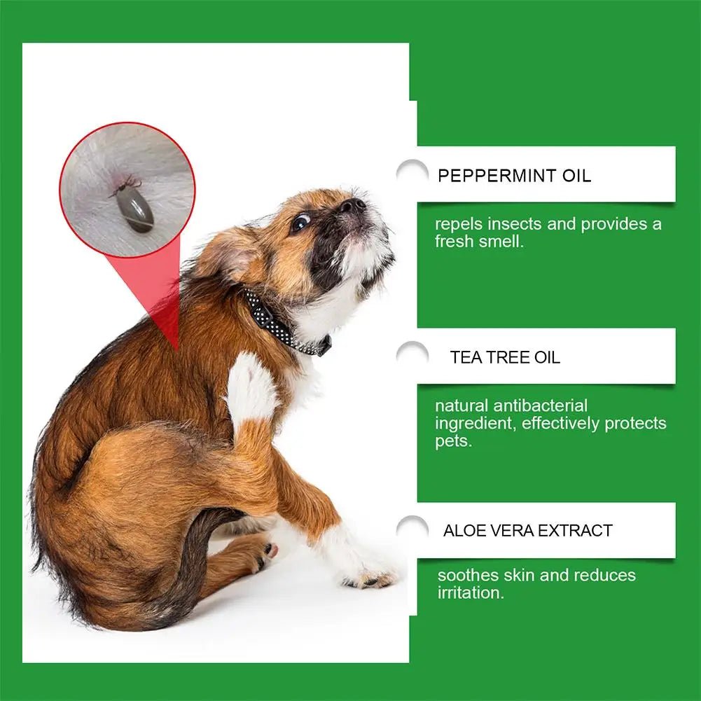 Pet Flea & Tick Spray for Dogs Cats 100ml Flea Killer Itching Relief Insect Repellent Mite Lice Mosquitoes Killer Pet Skin Care