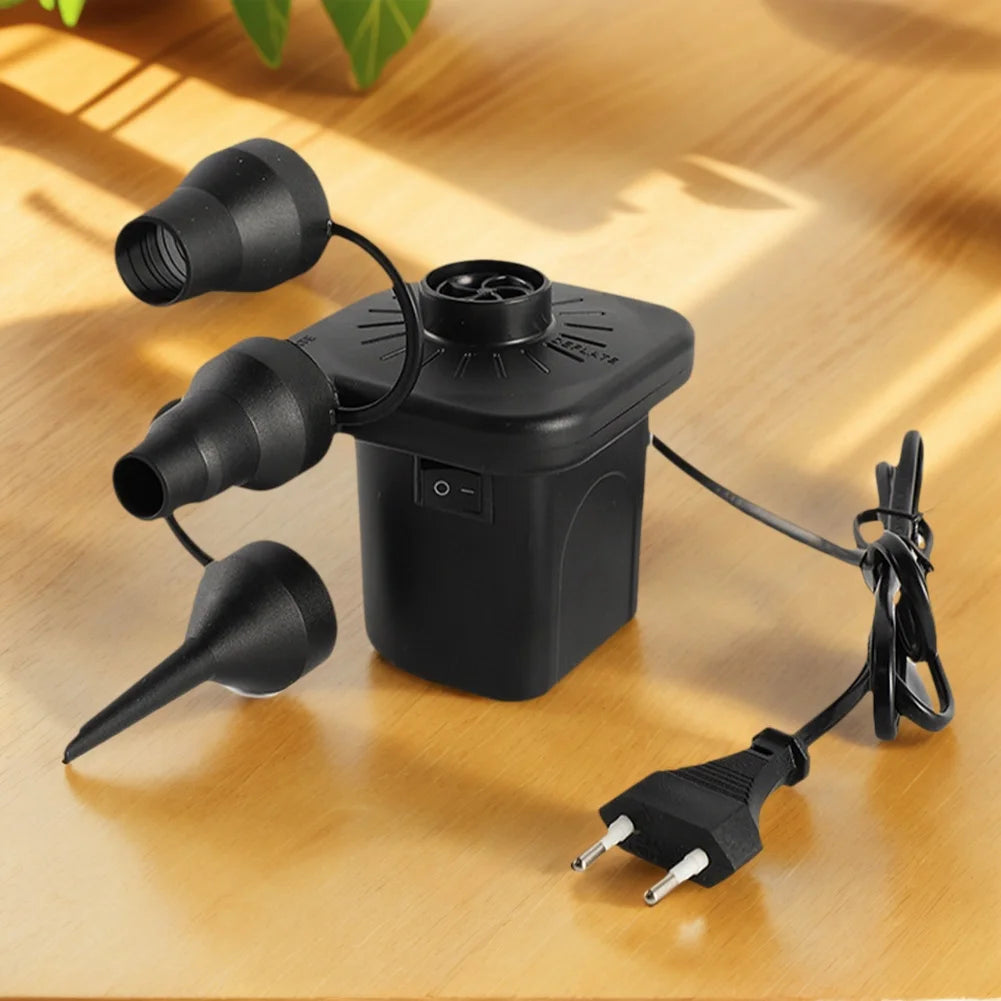 Electric Air Pump with 3 Nozzles Portable Air Mattress Pump Quick-Fill Inflator/Deflator Pumps for Inflatables Air Cushion Bed