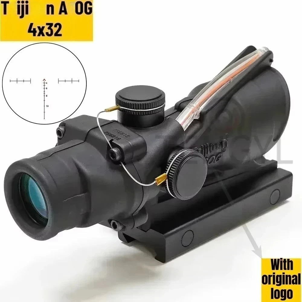Hunting  4x32 Fiber Illuminated Red Chevron Scope with Killflash and Embossed Logo Rifle Scope Ar 15