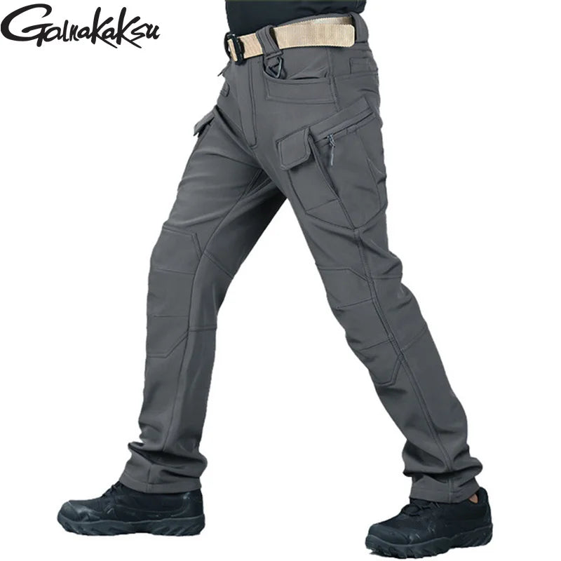 New Fishing Outdoor Jackets Suit Men's Winter Warm Plus Velvet Soft Shell Pants Fishing Ski Mountaineering Clothing Cold Fleece