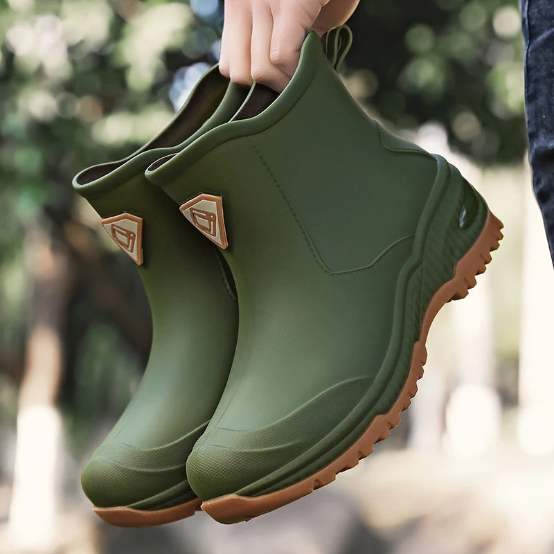 Men's & Woman's Rain Boots Outdoor Wear-Resistant Mountaineering Fishing Non-Slip Short-Tube Waterproof Water Shoes Rain Boots
