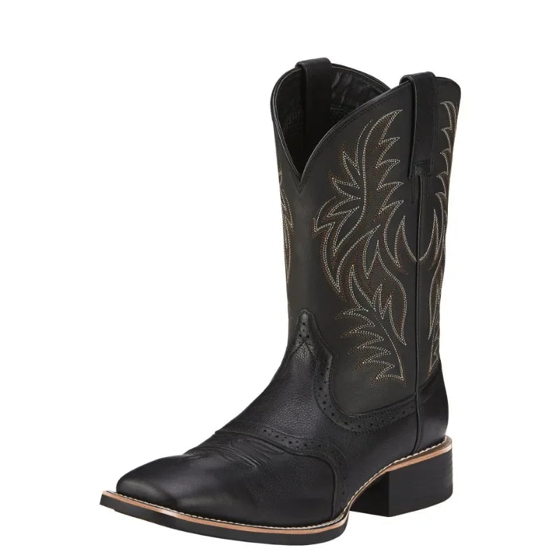 Men High Boots Embroidery Handmade Men's Boots Western Cowboy Boot Pointed Toe Boots Hand Stitching Outdoor Men's Shoes