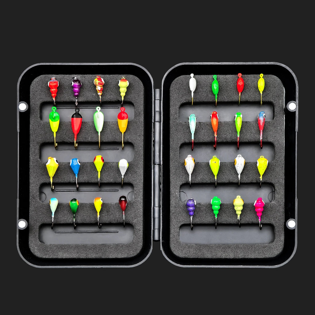 ANFS Ice Fishing Lures Ice Fishing Jigs Ice Fishing Gear Hard Fishing Lures and Jigs Walleye Ice Fishing Kit 8pcs/32pcs
