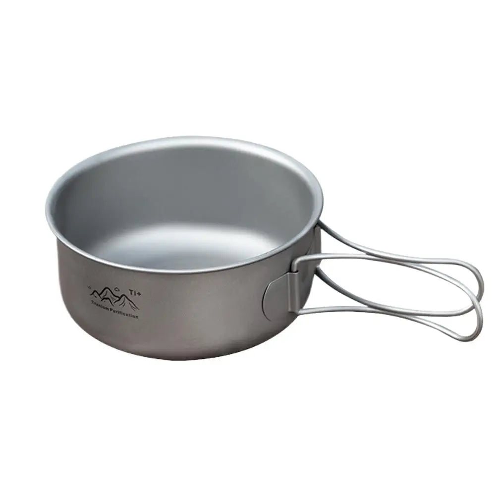 Titanium Camping Cookware Set Ultralight Pot Pan Bowl with Handle for Backpacking Hiking Outdoor Picnic Cooking Utensils