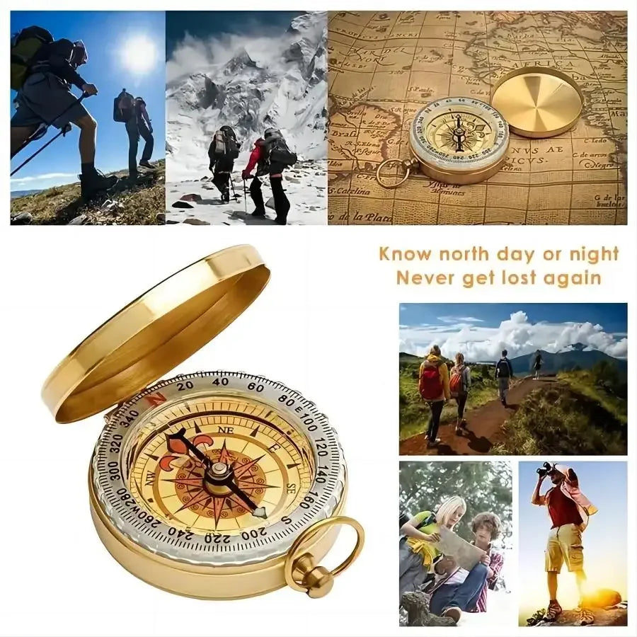 Survival Pocket Compass, Luminous Glow Metal Navigation Tool, Portable Waterproof Outdoor Gear for Hiking, Camping, Hunting