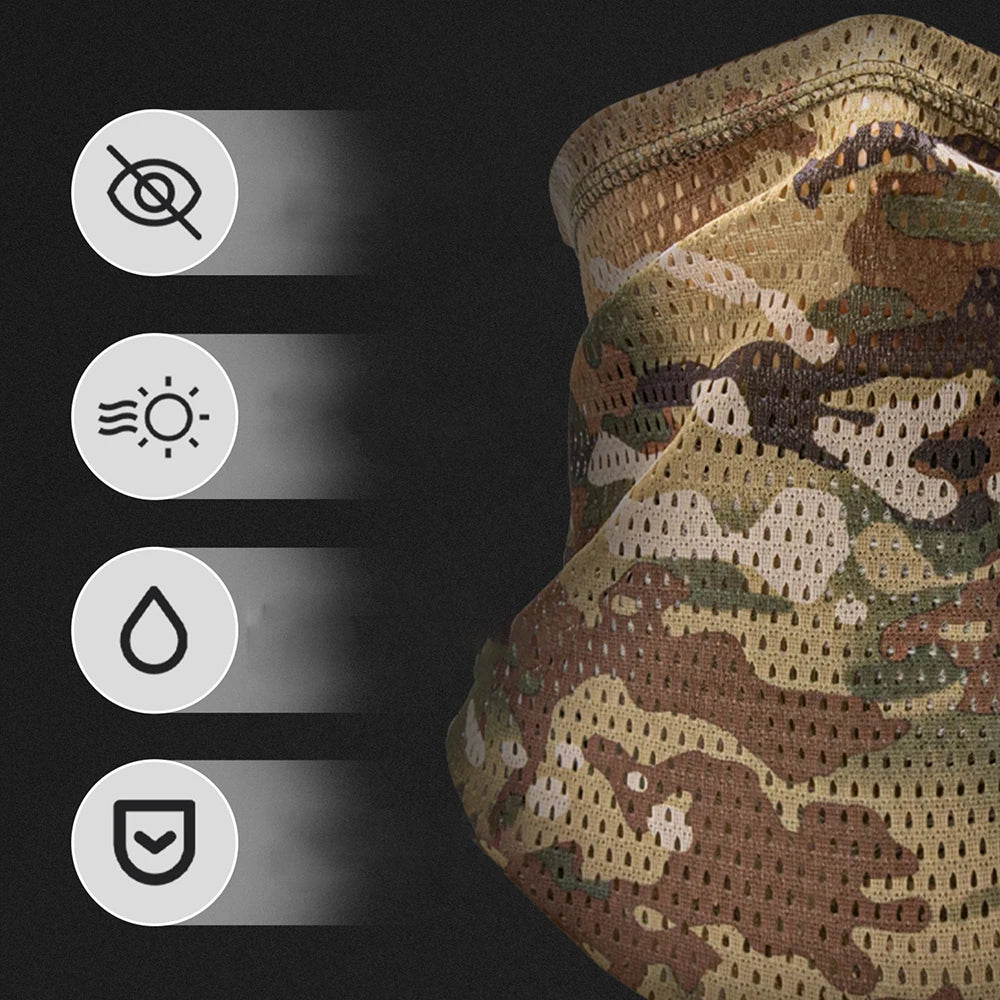 Camouflage Windproof Neck Gaiter Scarf Outdoor Sports Half Face Mask Running Skiing Cycling Bandana Breathable Motorcycle Mask