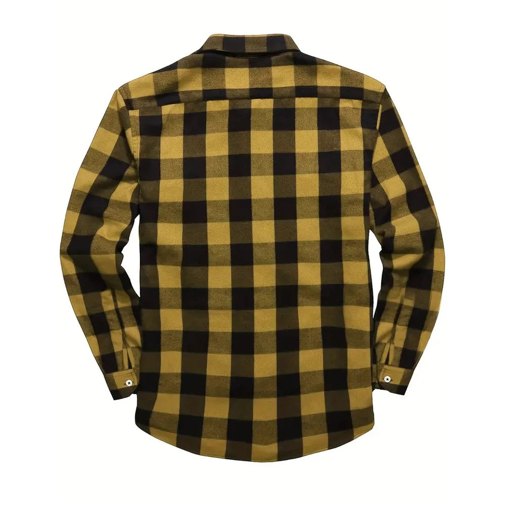 New Plaid Flannel Shirt for Men Long Sleeve Casual Shirts Spring Autumn Button -up 2-Pocket Colthing Tops Classic Men's Shirts
