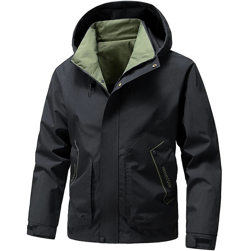 Men's Hiking Jacket Waterproof Hooded Zip Up Jacket Lightweight Spring and Autumn Outerwear Coats Men Camping Trekking Clothes