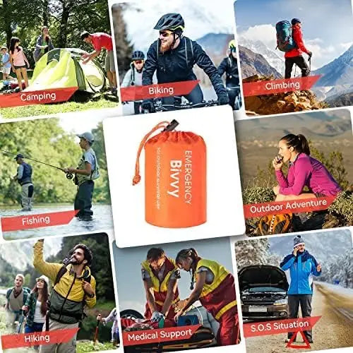 1/2pcs Emergency Sleeping Bag Survival Bag, Portable Waterproof Thermal Bivy Sacks Tac Bivvy Bags,Camping Mylar Sleeping Bag