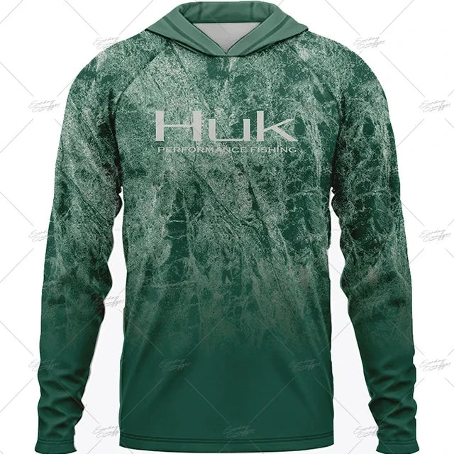 Summer Fishing Shirts HUK Long Sleeve Hooded Fishing Clothing Men's Upf 50+ Jerseys Breathabble Fishing T-shirts Camisa De Pesca