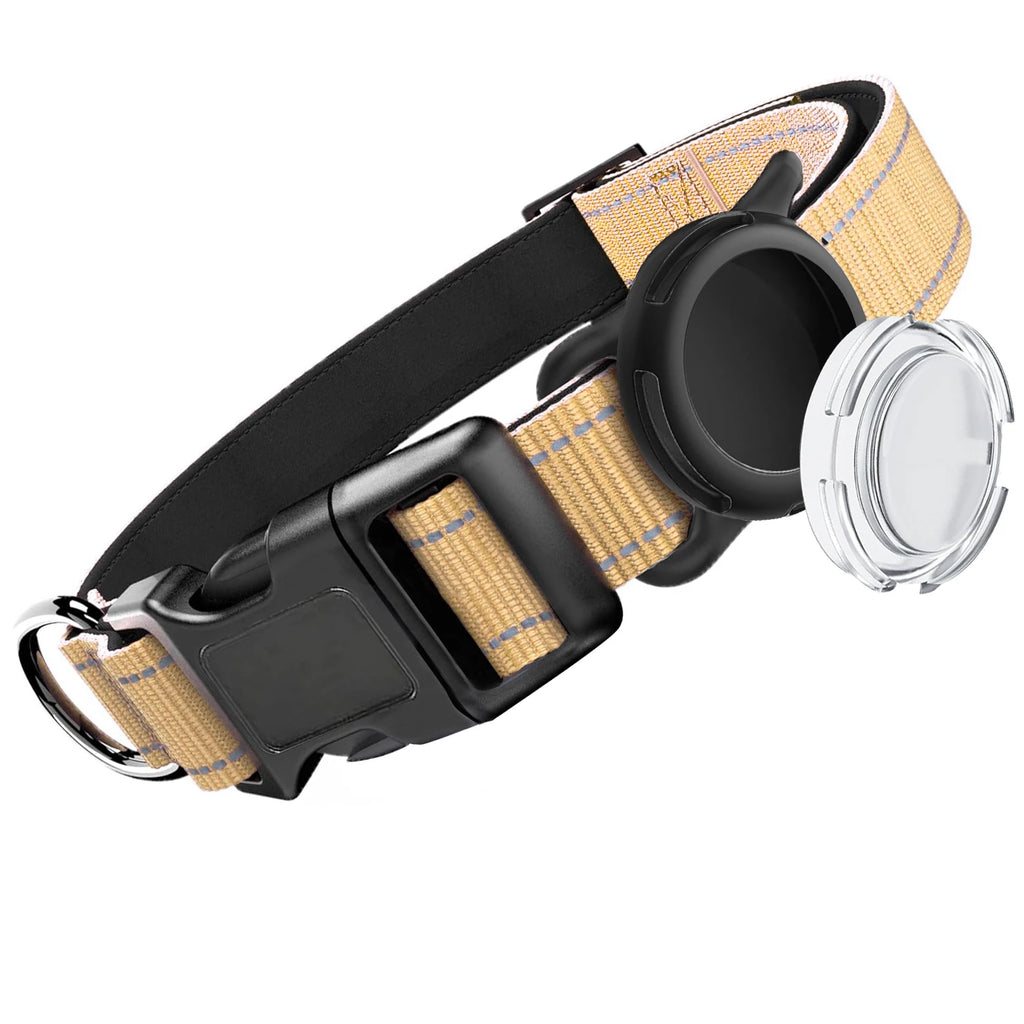 Airtag Dog Collar with Waterproof AirTag Case, Reflective Soft Padded & Safety Air Tag Pet Collar Adjustable for Large Dogs