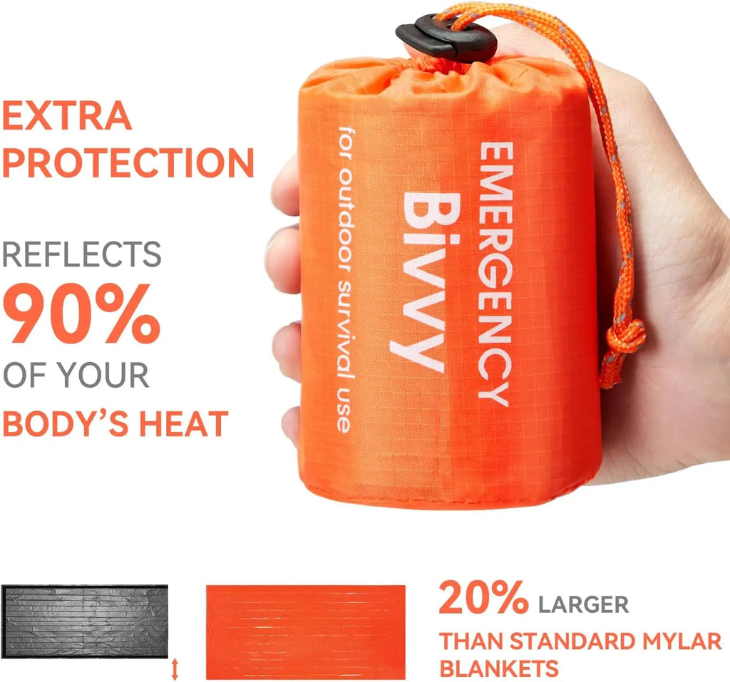 1/2pcs Emergency Sleeping Bag Survival Bag, Portable Waterproof Thermal Bivy Sacks Tac Bivvy Bags,Camping Mylar Sleeping Bag