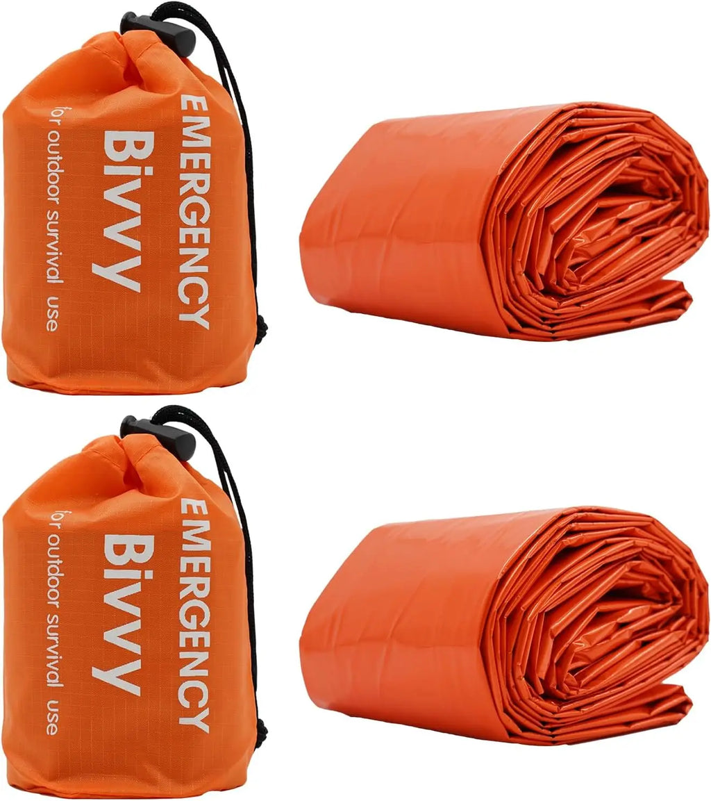 1/2pcs Emergency Sleeping Bag Survival Bag, Portable Waterproof Thermal Bivy Sacks Tac Bivvy Bags,Camping Mylar Sleeping Bag