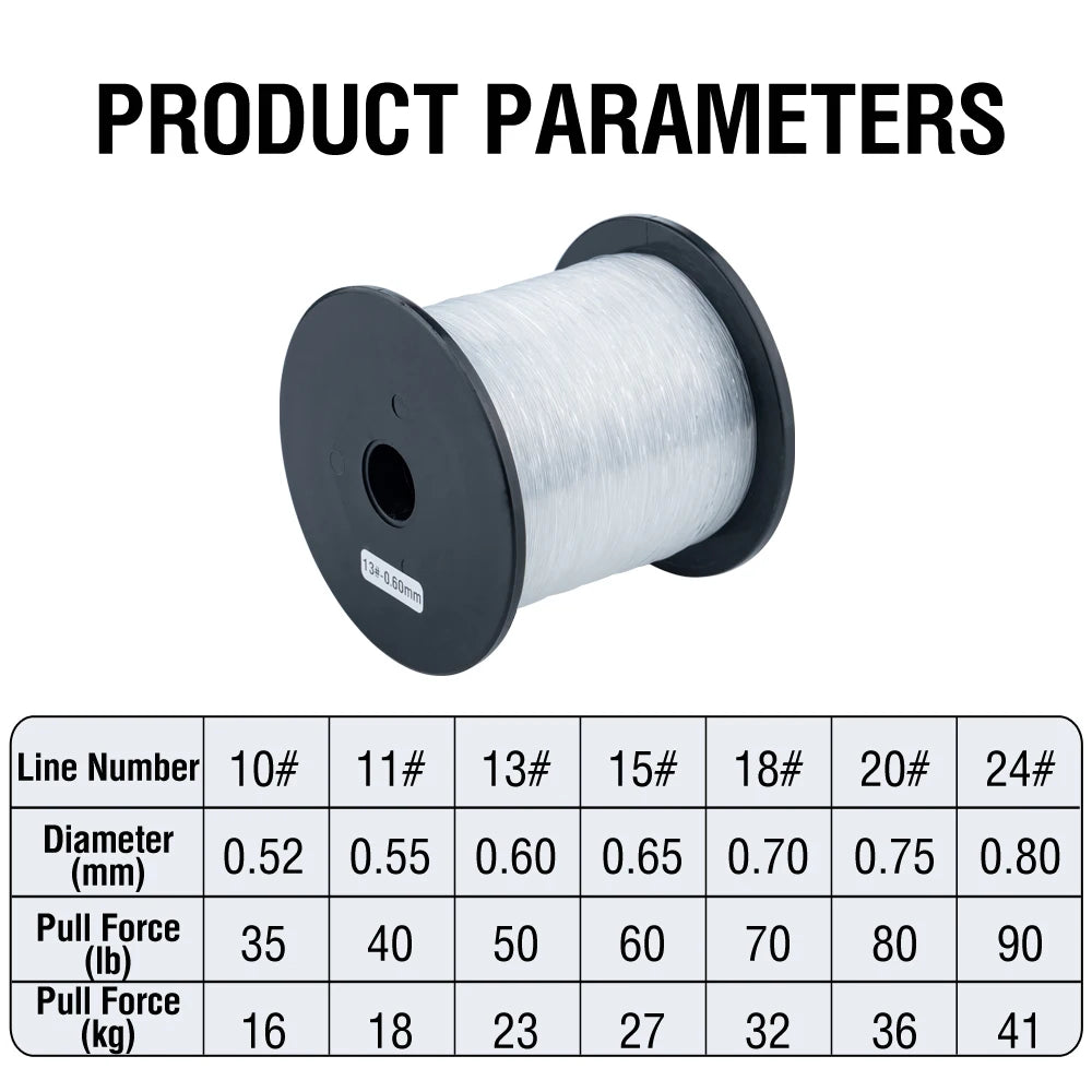 500M Nylon Fishing Line Long Casting Fishing Wire Heavy Duty Strong Clear Monofilament Line (35-90LB)