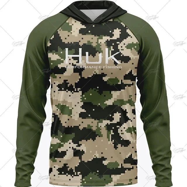 Summer Fishing Shirts HUK Long Sleeve Hooded Fishing Clothing Men's Upf 50+ Jerseys Breathabble Fishing T-shirts Camisa De Pesca