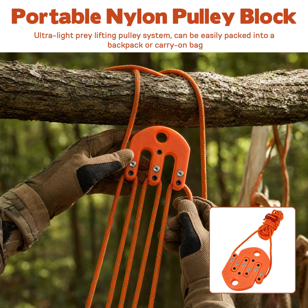 Game Hoist Pulley System Hunting Equipment System Safety Backpack Hanging Lifting Tool Pulley for Hauling Management