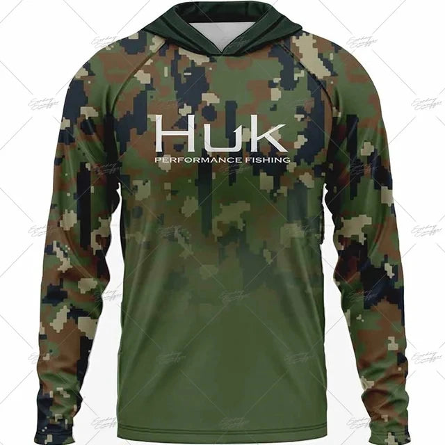 Summer Fishing Shirts HUK Long Sleeve Hooded Fishing Clothing Men's Upf 50+ Jerseys Breathabble Fishing T-shirts Camisa De Pesca