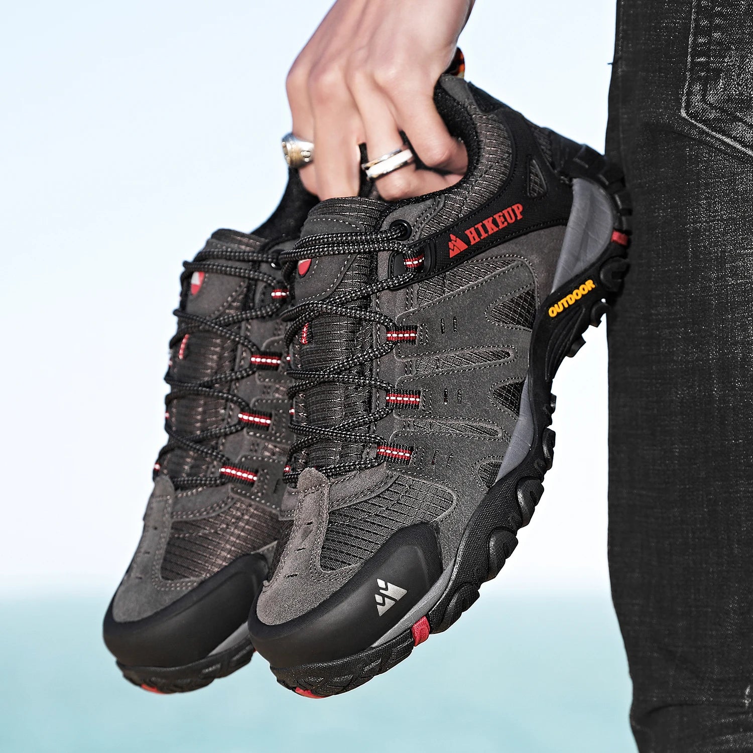 Men's Hiking Shoes Suede Leather Outdoor Shoes Wear-resistant Men Trekking Walking Hunting Tactical Sneakers