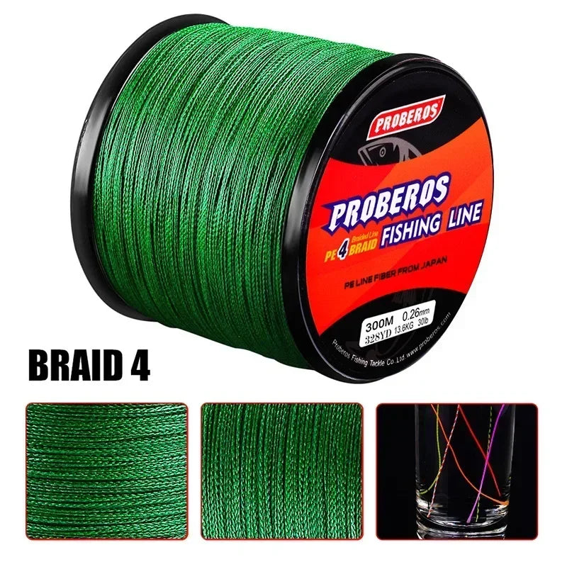 Fishing Line 300M, Durable Dyneema Material, Grey/Yellow/Blue/Green/Red, for Sea Fishing and Rock Fishing Main Line