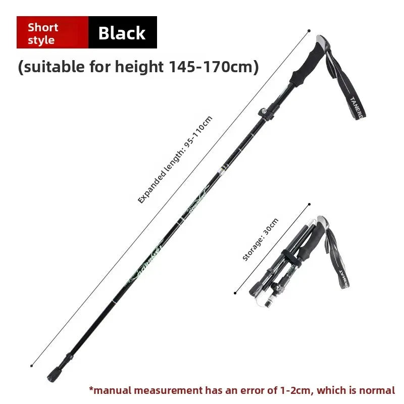 Ultra-Lightweight Aluminum Alloy Folding Hiking Stick Short Retractable Outdoor Hand Walking Stick for Camping And Travel